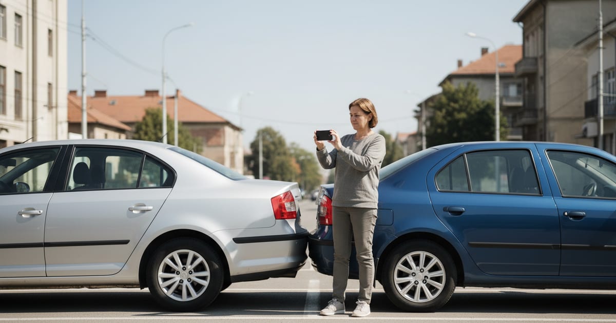 Accident cu șofer fără RCA — cum recuperezi daunele Șofer care verifică polița RCA inexistentă a celuilalt vehicul după un accident